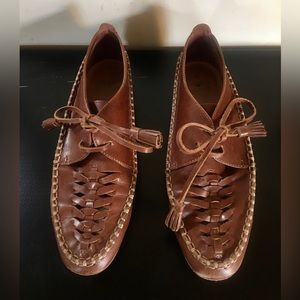 THE GREAT. Brown Leather Moccasins